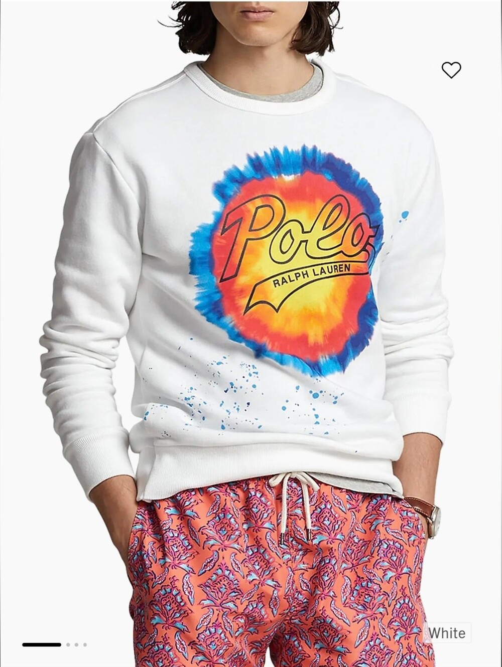 Polo by Ralph Lauren White Tie-Dye Logo Sweater-Unisex-M